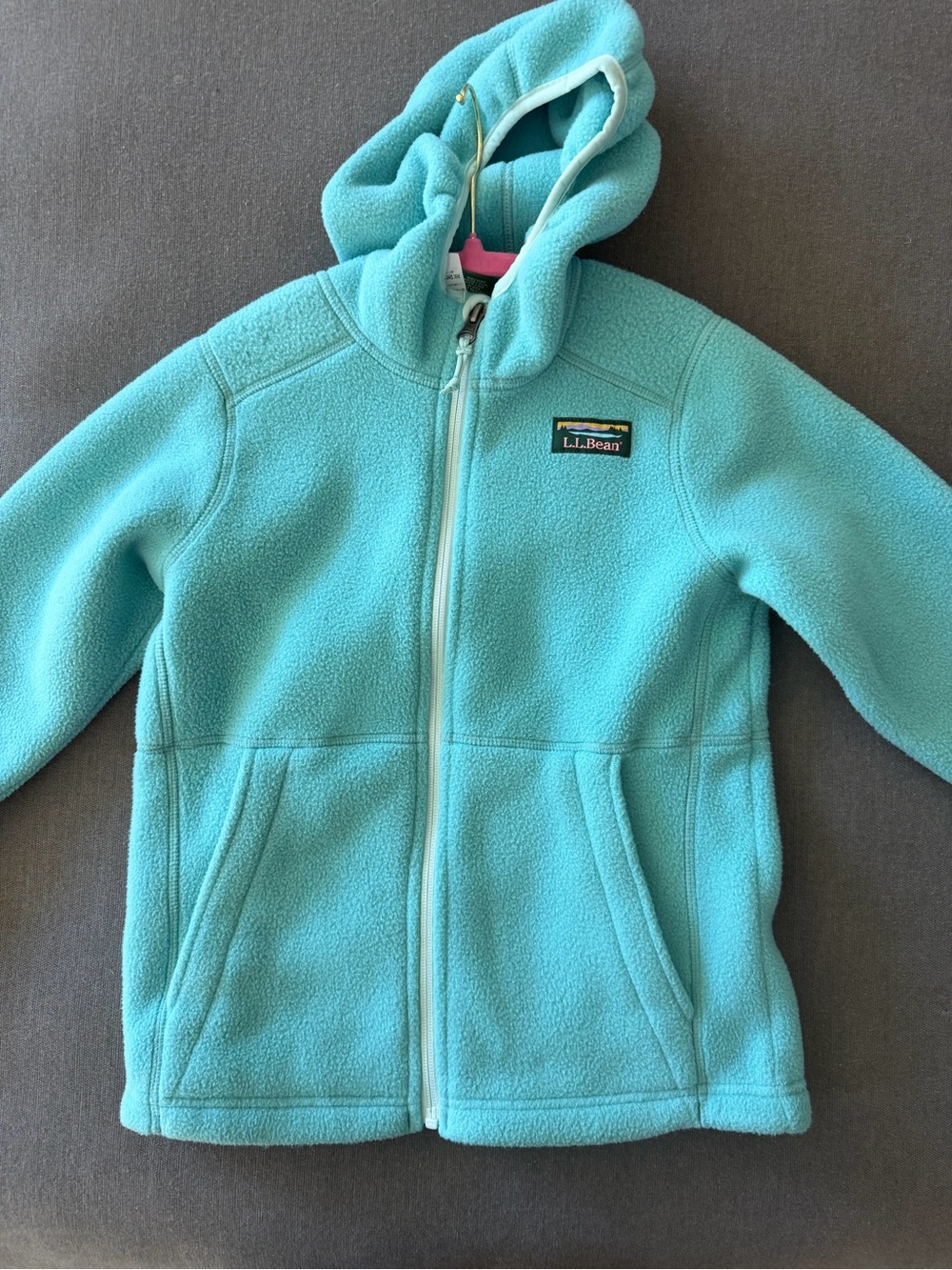 L.L. Bean Girls' Aqua/Turquoise Hooded Fleece Jacket